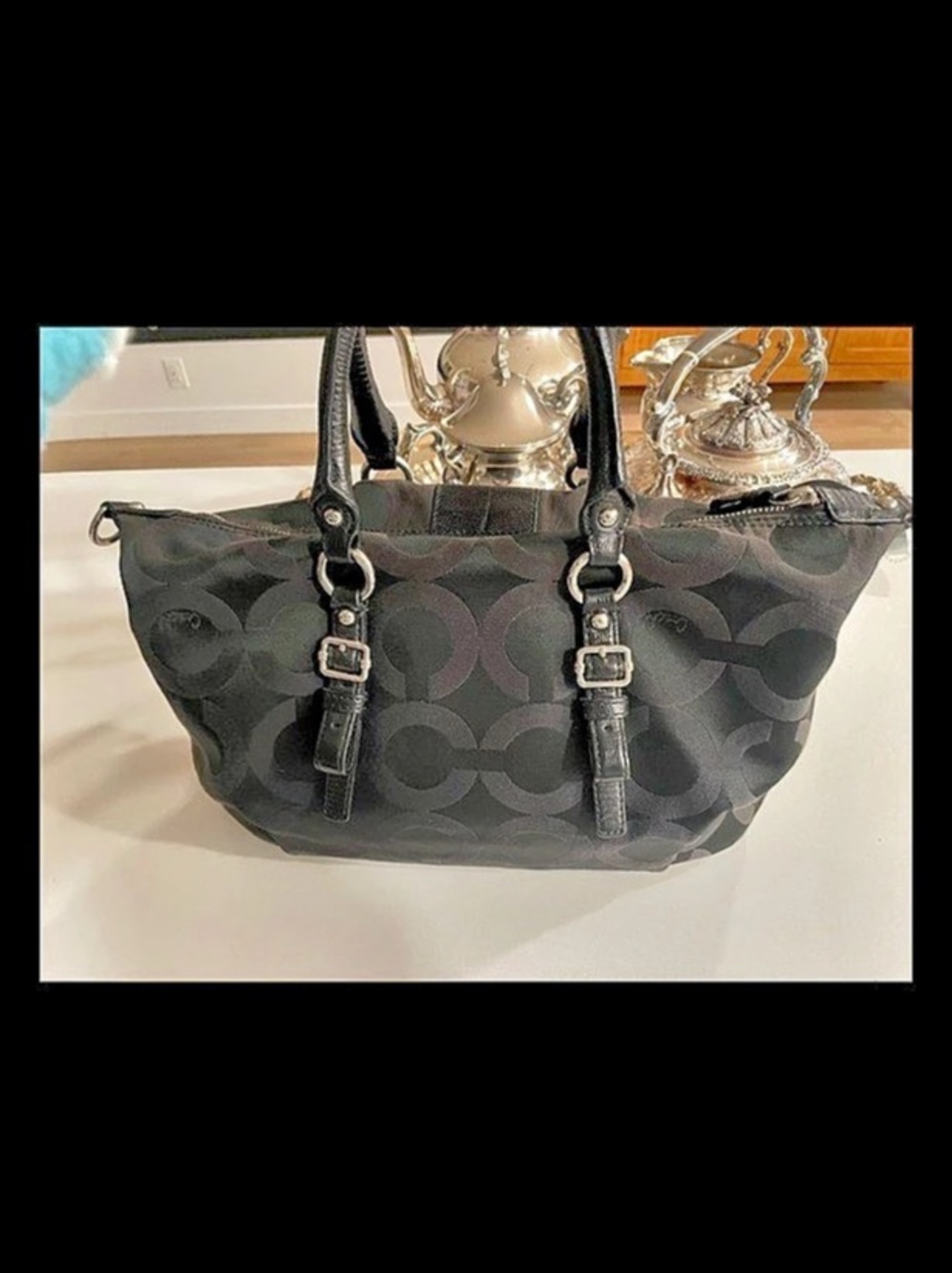 Coach Madison Satchel Shoulder Bag Handbag Tote Black